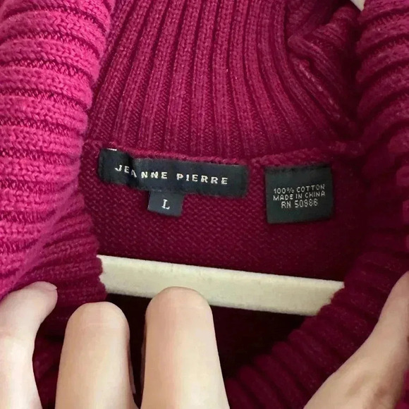 Jeanne Pierre Cowl Neck Solid Knit Sweater, Berry/Purple, Size Large - Picture 7 of 16
